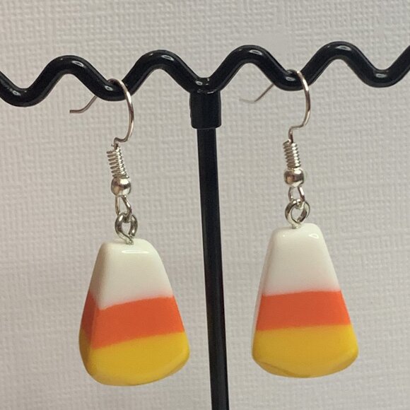 Candy Corn Earring, Halloween Earring, Funny Food Earring, Fall Earring, Candy - Picture 7 of 8